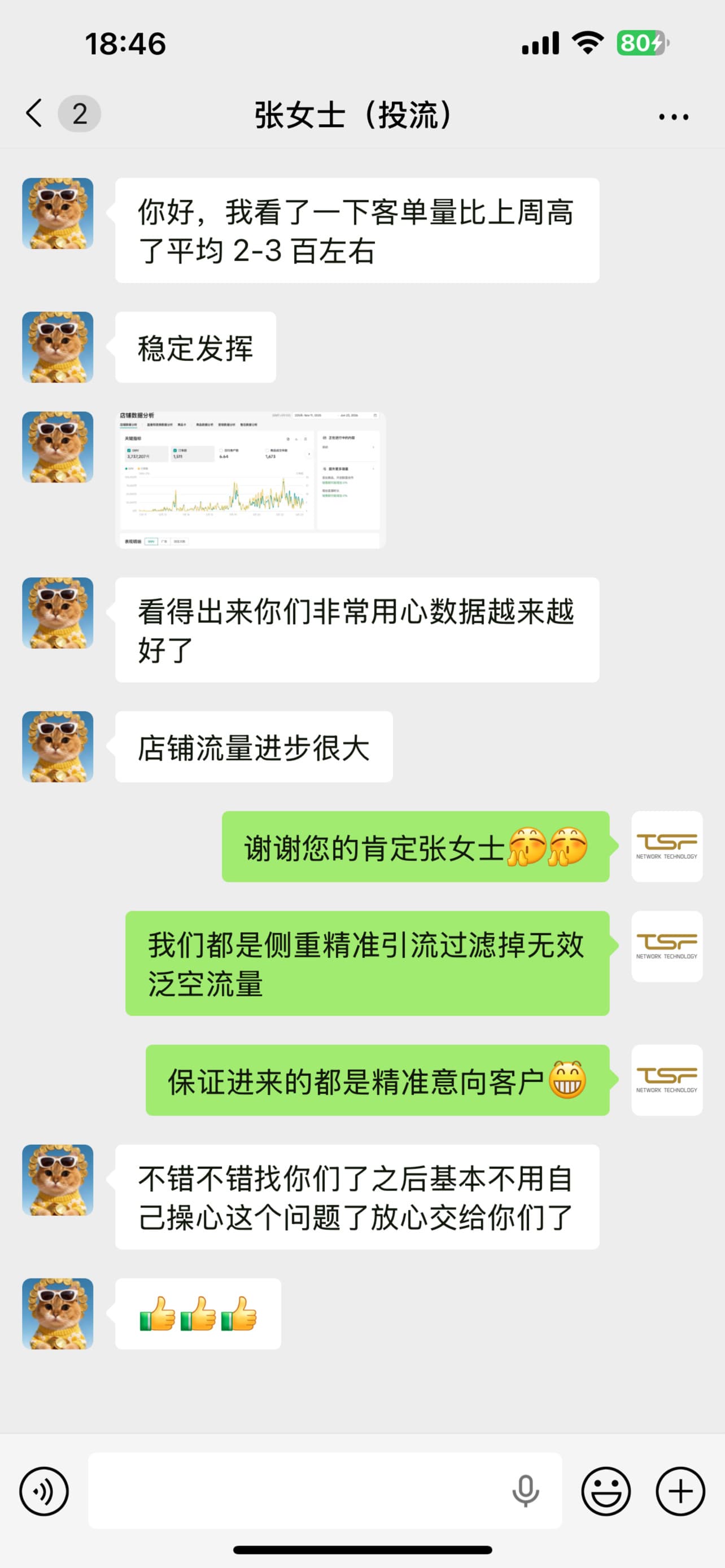 投流客户反馈截图